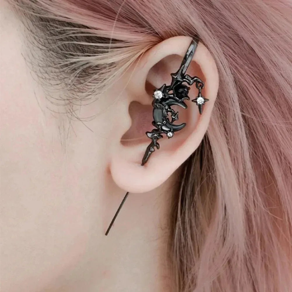 1PCS Retro Dark Gothic Punk Rose Cross Thorn Earring Unisex Piercing Ear Needle Earstuds detail view
