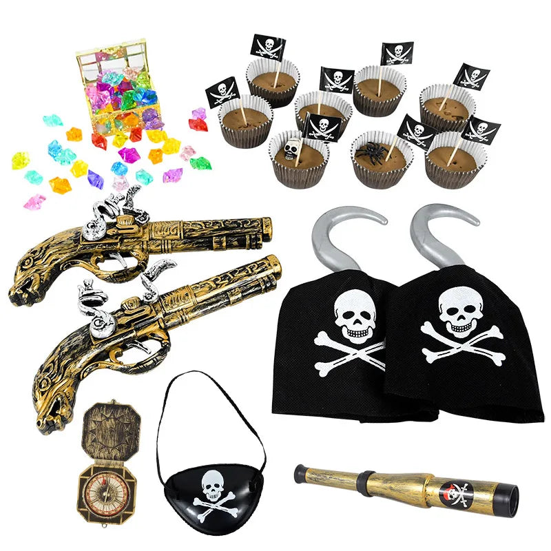 Pirate Theme Party Decoration Pirate Captain Hat Patch Pistol Treasure Toys For Kids Bir detail view