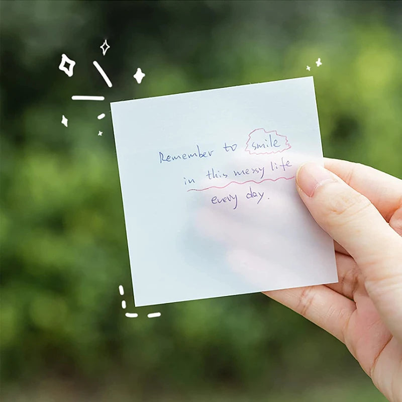 50 Sheets Creative Transparent PET Waterproof Sticky Notes Notepads - School Statione lifestyle view