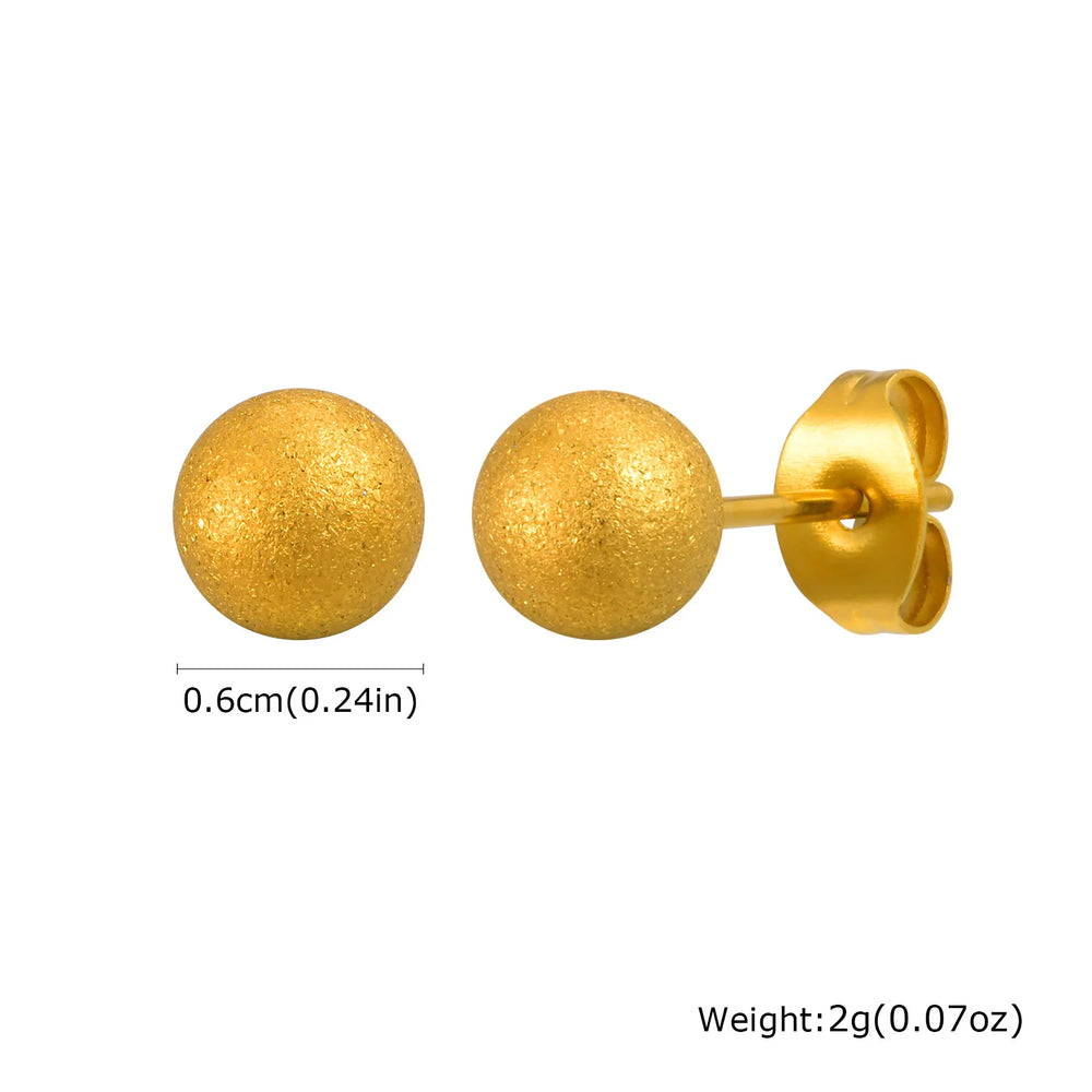 Gold Plated Stainless Steel Stud Earrings Set | 10mm 8mm 6mm Round Ball Earrings for alternate view