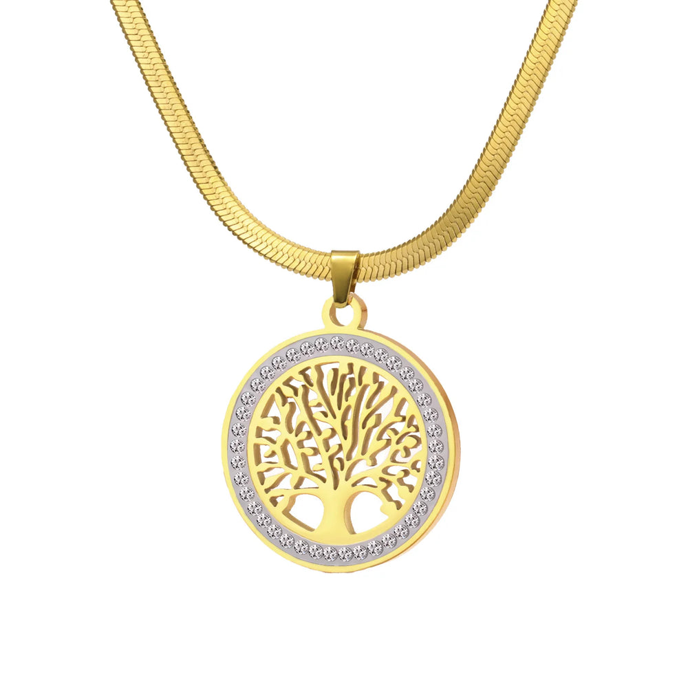 Tree of Life Pendant Necklace | Stainless Steel Family Tree Jewelry for Men and Women detail view