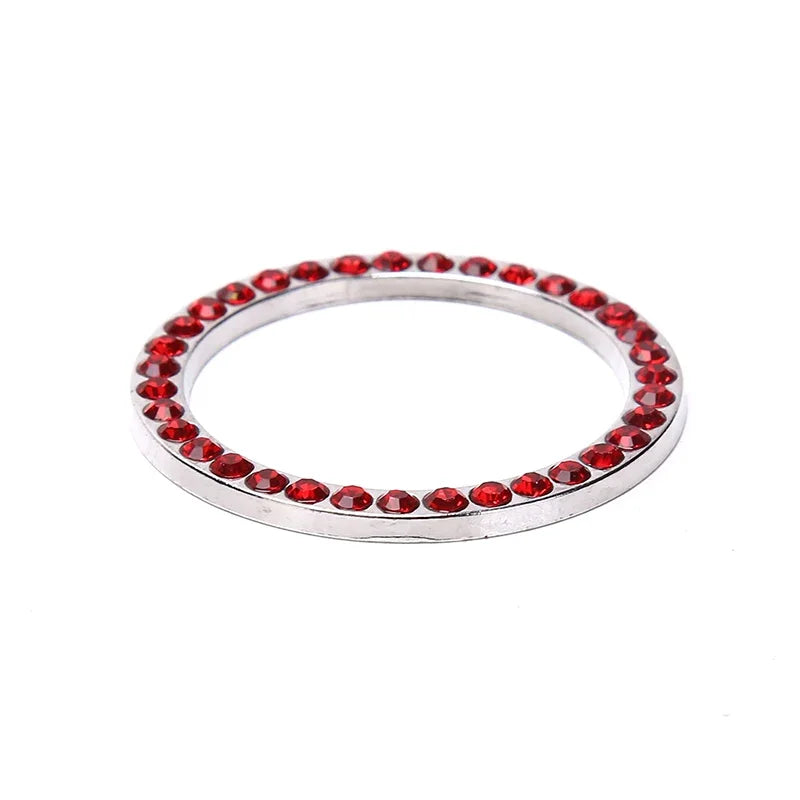 Car Start Switch Button Auto Decorative Diamond Stickers Rhinestone Ring Circle Trims Protective Cover Car Accessories Interior