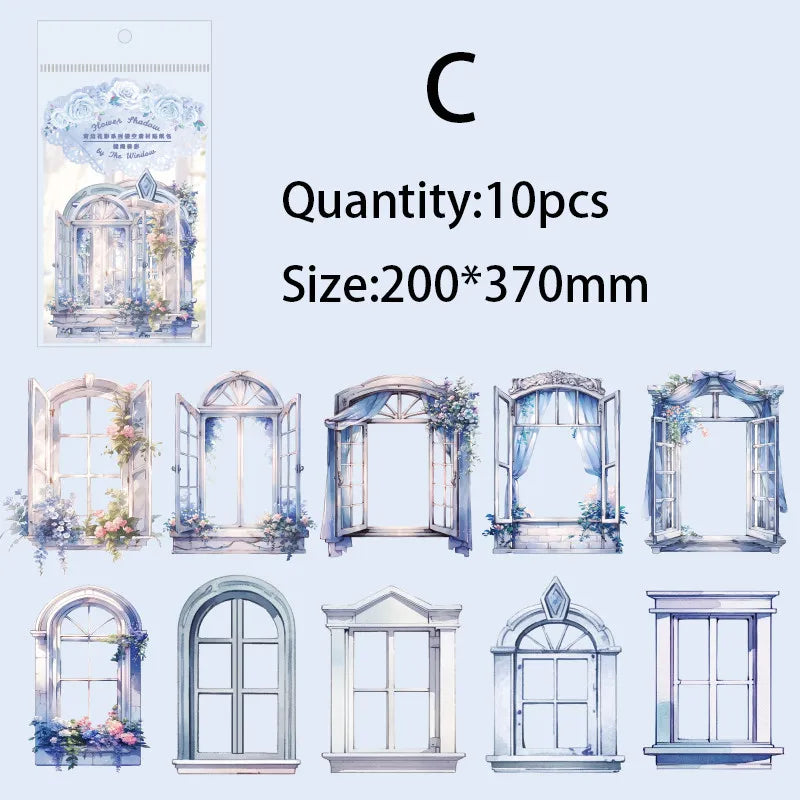 10-Piece Window Flower Paper Pack | Junk Journal Scrapbooking Collage Stickers lifestyle view