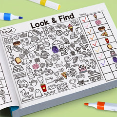 32 Pages Children's Hidden Object Coloring Book Interactive Educational Matching Game En detail view