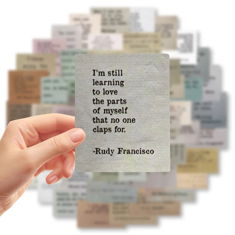 50PCS Retro Typewriter Style Motivational Quotes Stickers Inspirational Vintage Journali detail view