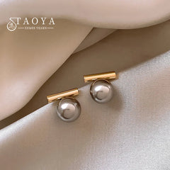 Grey Imitation Pearl Drop Earrings | French Minimalist Jewelry for Women