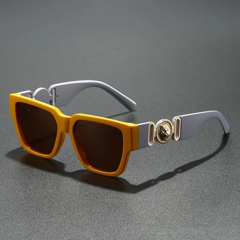 Square Leopard Print Sunglasses | UV400 Protection Travel Sunglasses close-up view