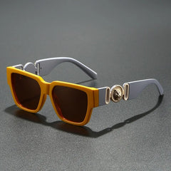 Square Leopard Print Sunglasses | UV400 Protection Travel Sunglasses close-up view