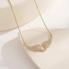 FTCY 1PC Angel Wing Necklace For Women Gold Color Angle's Wings Fashion Cubic Zirconi alternate view