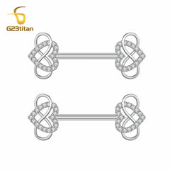 G23titan 2pcs Infinity Love Heart Nipple Piercing Ring 14G Surgical Titanium Barbell Industrial Earr