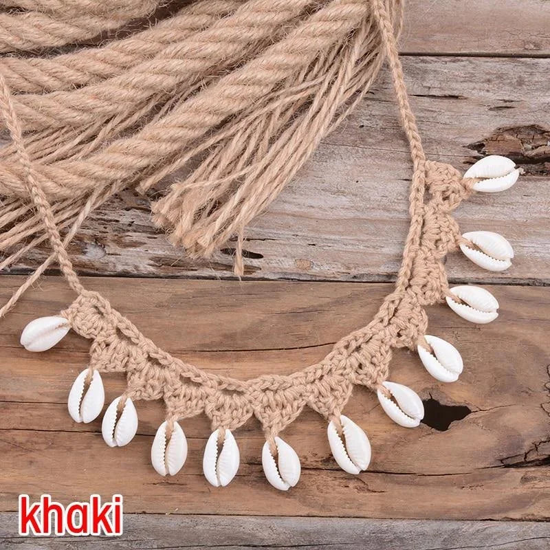 Handmade Shell Choker Necklace | Bohemian Beach Jewelry for Women detail view