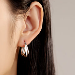 925 Sterling Silver Multi-Layer Hoop Earrings | Trendy Fine Jewelry Gift for Women alternate view