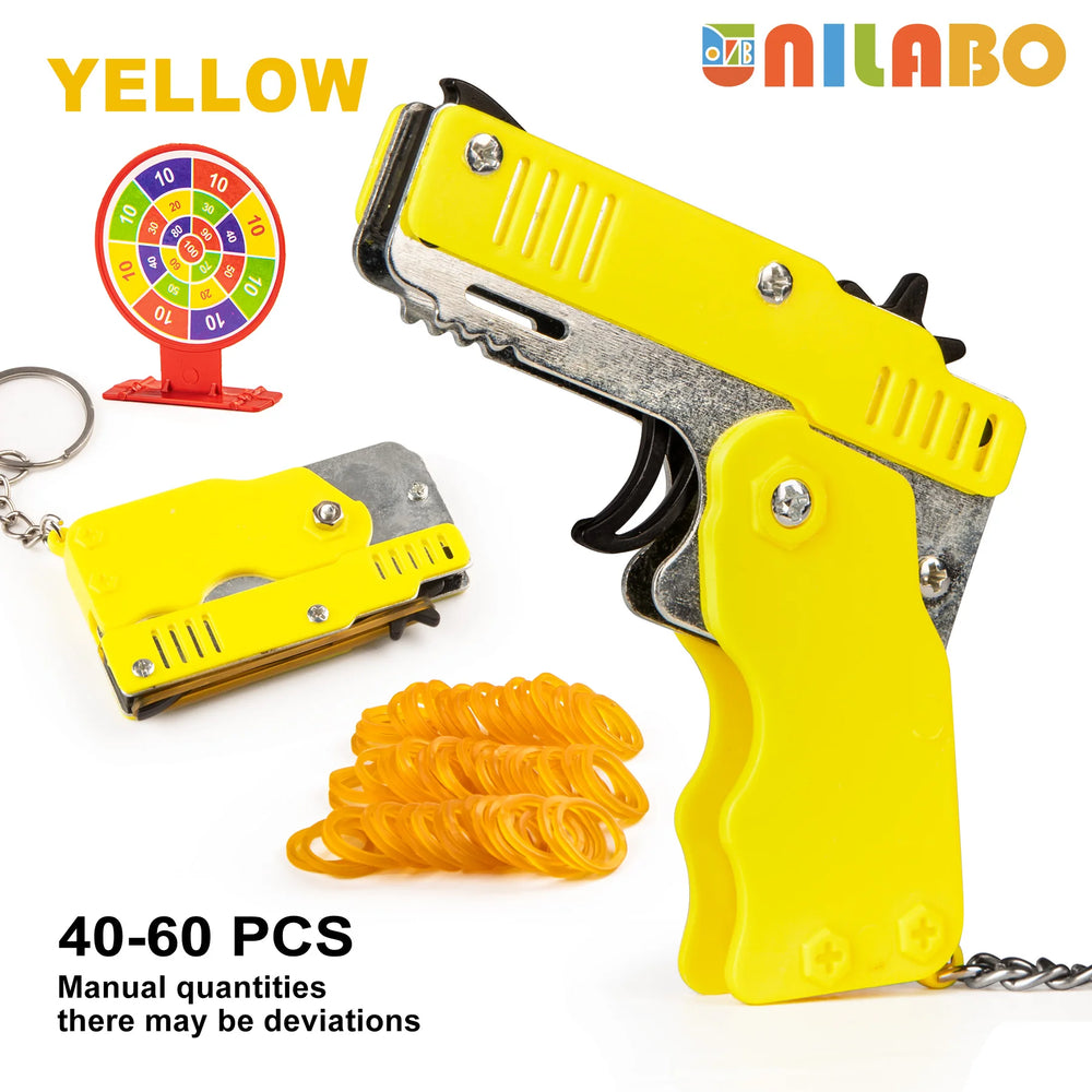 Mini Alloy Foldable Rubber Band Gun Keychain | Quick Shooting Toy additional angle