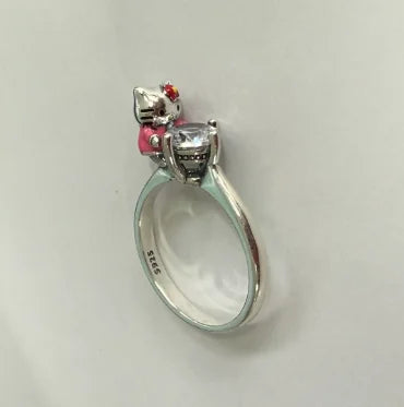 925 Silver Heart Pink Bow Ring | Fine Jewelry for Women lifestyle view