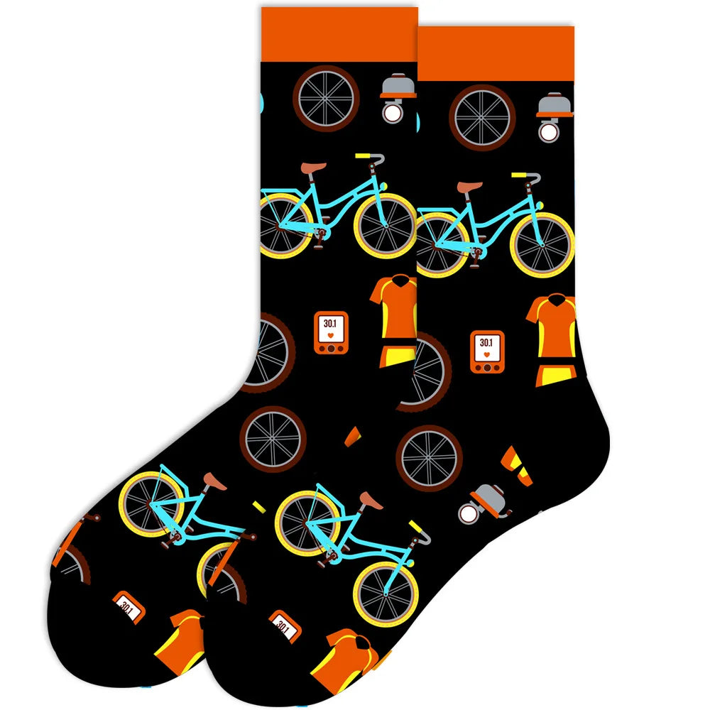 New Happy Mens Socks Women Novelty Cartoon Sock Combed Cotton Funny Men's Big Size Cr alternate view