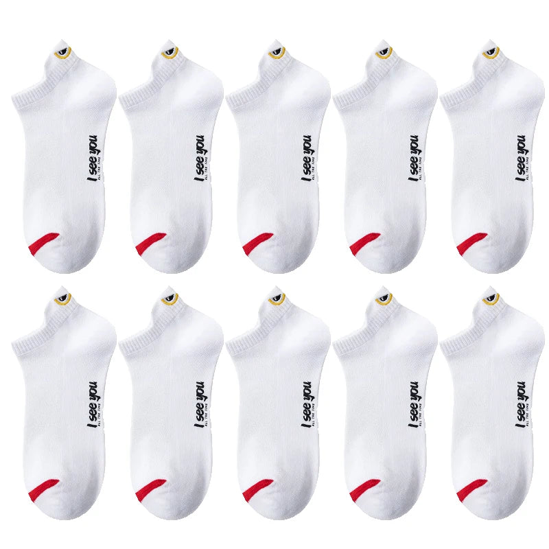 5/10 Pairs Man Short Socks Ankle Boat Socks Breathable Casual Athletic Socks Women Su lifestyle view