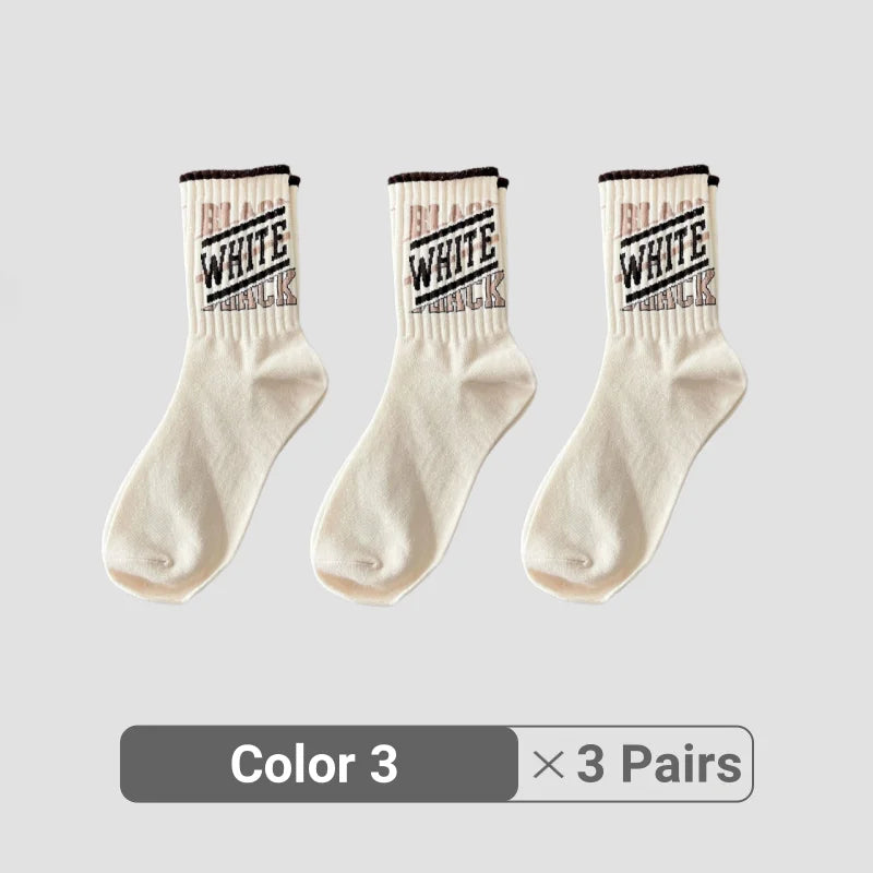 1/3/5/8 Pairs Retro American Men's Mid-rise Socks Women Ins-style Casual Sports Basket close-up view