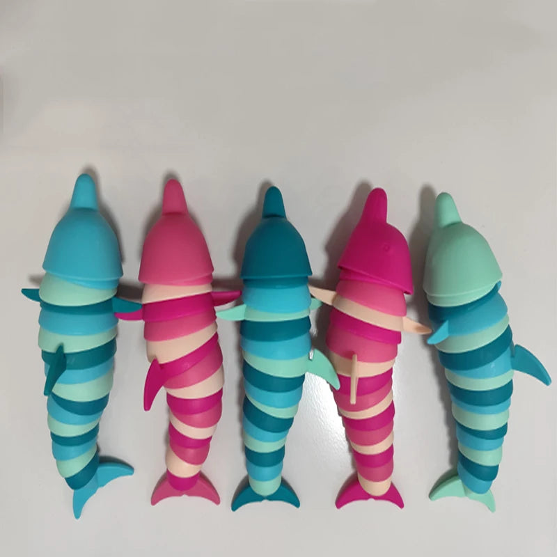 Colorful Slug lobsterToy Articulated Flexible 3D Slug Fidget Toy All Ages Relief Anti- close-up view