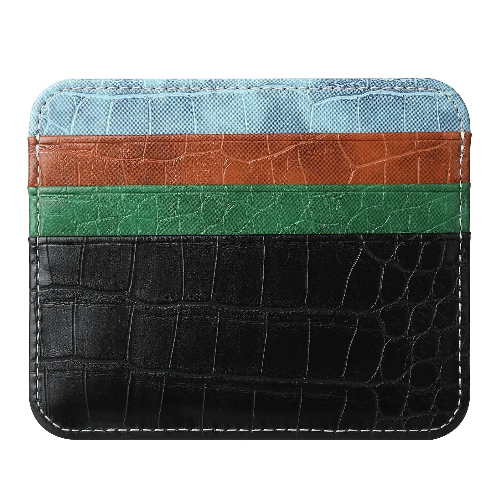 Slim Thin Mini ID Card Holder | PU Leather Credit Card Case for Men and Women close-up view