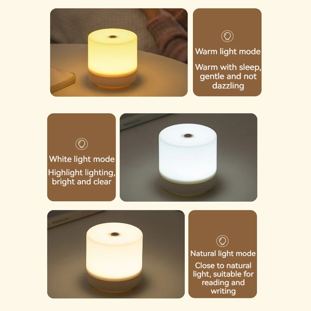 Creative USB Bedside Lamp with Touch Dimming | LED Night Light for Reading close-up view