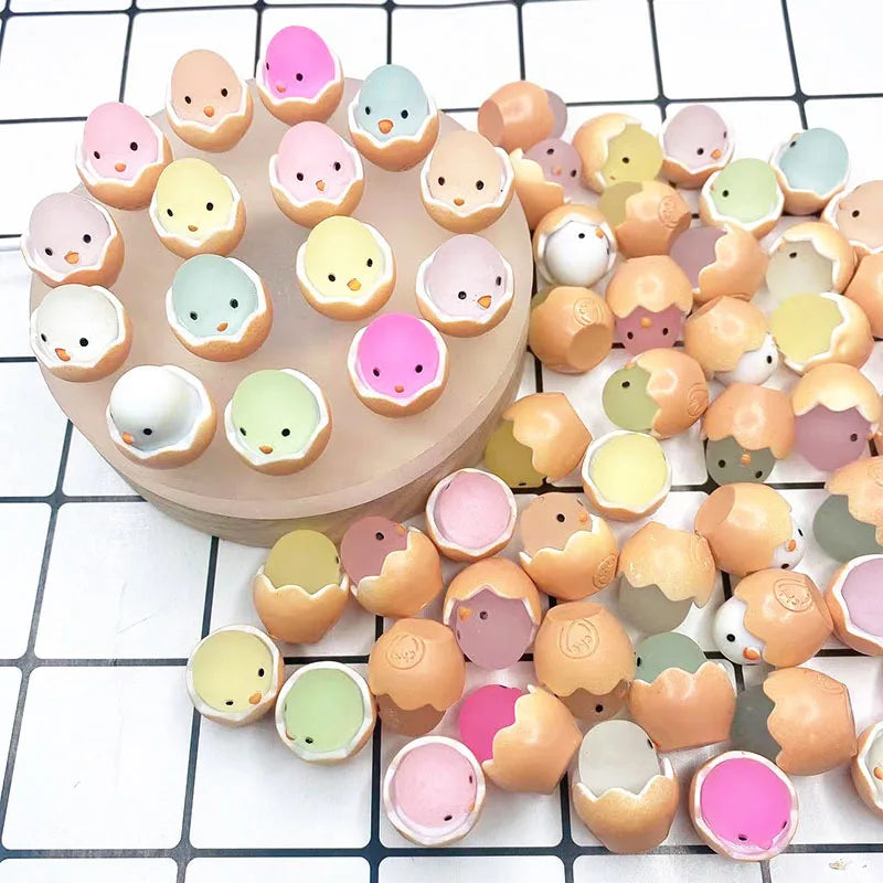 Luminous Cute Eggshell Chick Play House Toy Egg White Resin Car Decoration Diy Jewelry Accessories C