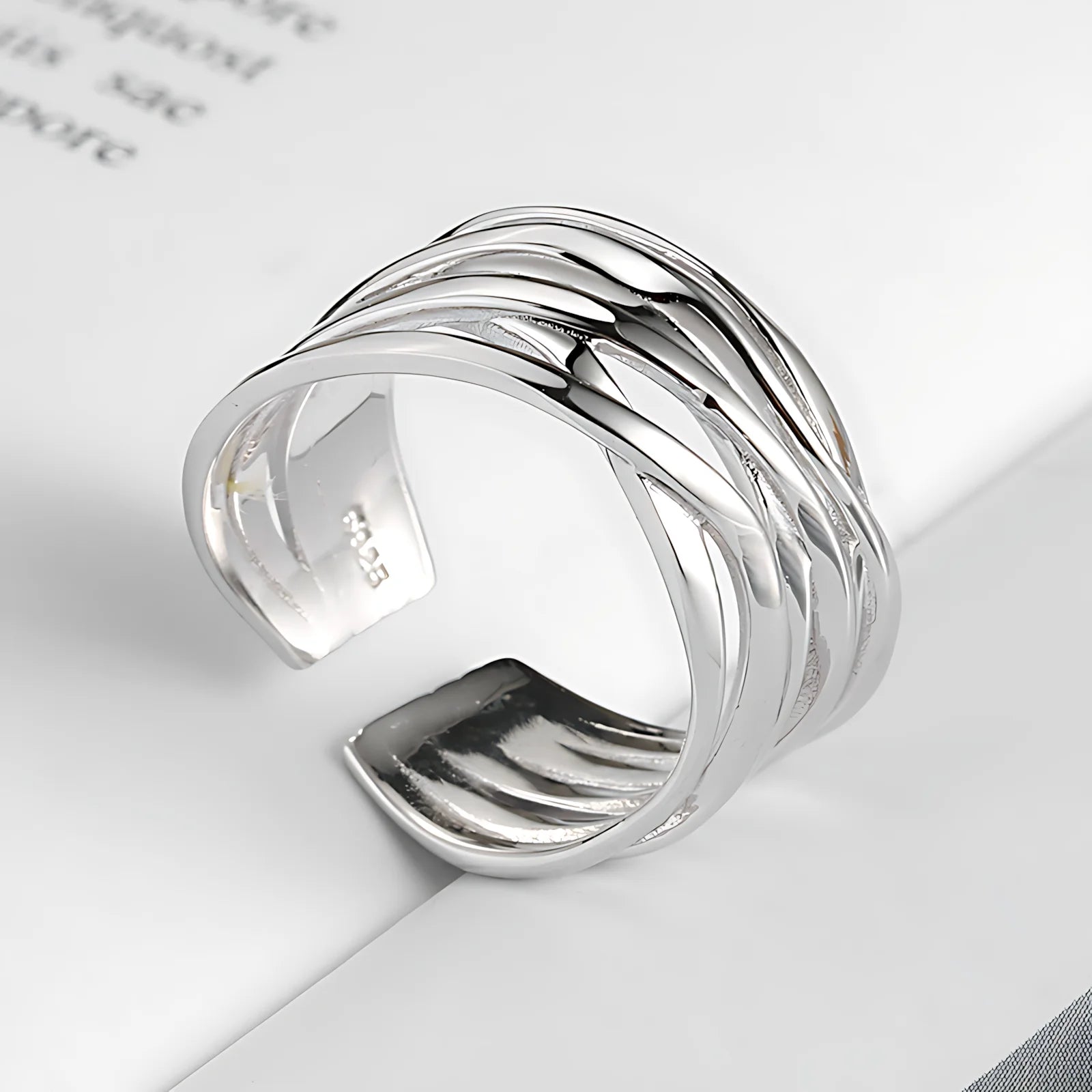 VENTFILLE 925 Sterling Silver Geometric Multilayer Round Bead Ring Female Fashion Punk T detail view