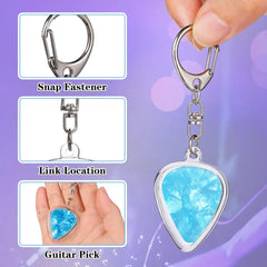 1pc Guitar Pick Holder Keychain - Heart-Shaped with Secure Lid, Durable Acrylic Guita alternate view