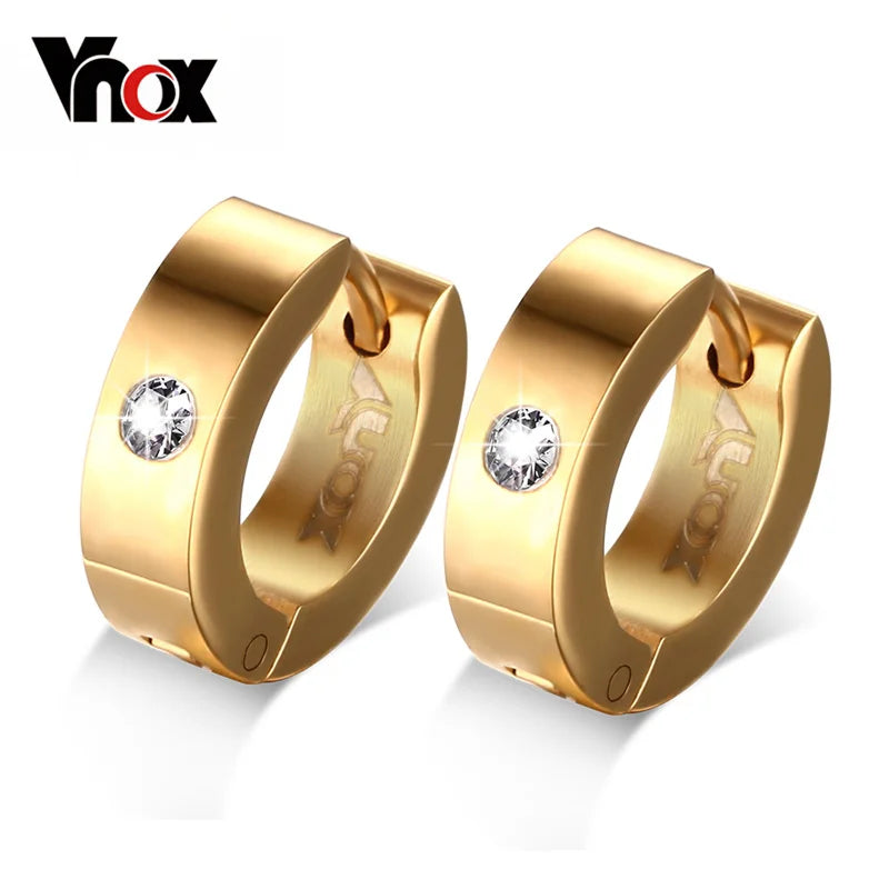 Stainless Steel Hoop Earrings for Women | Cubic Zirconia Huggie Ear Cuff additional angle