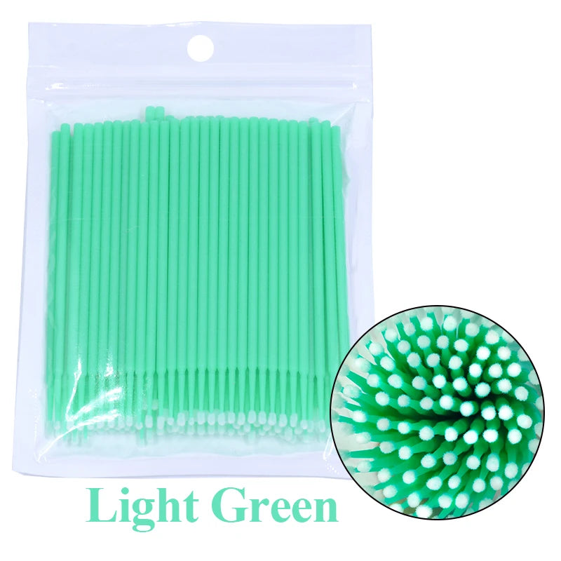 100Pcs Eyelash Cleaning Brush Lash Extension Micro Cotton Swab Individual Eyelashes Microbrush Beauty Makeup Clean Remover Tools