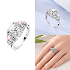 Original Romantic Heart-shaped White Zircon Shell Bowknot Rings 925 Sterling Silver W alternate view