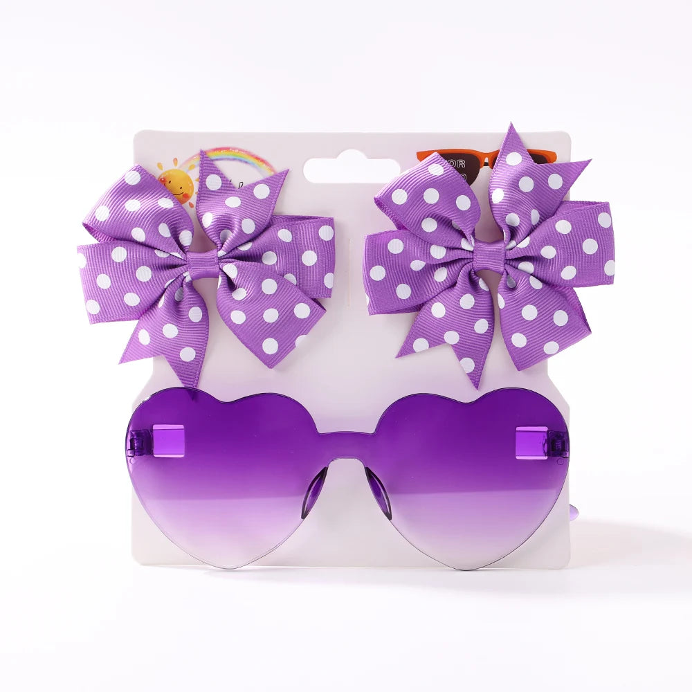 3Pcs/Pack Solid Dot Hair Bows Clip Girls Boutique Bowknot Hair Clips Kids Colorful He alternate view