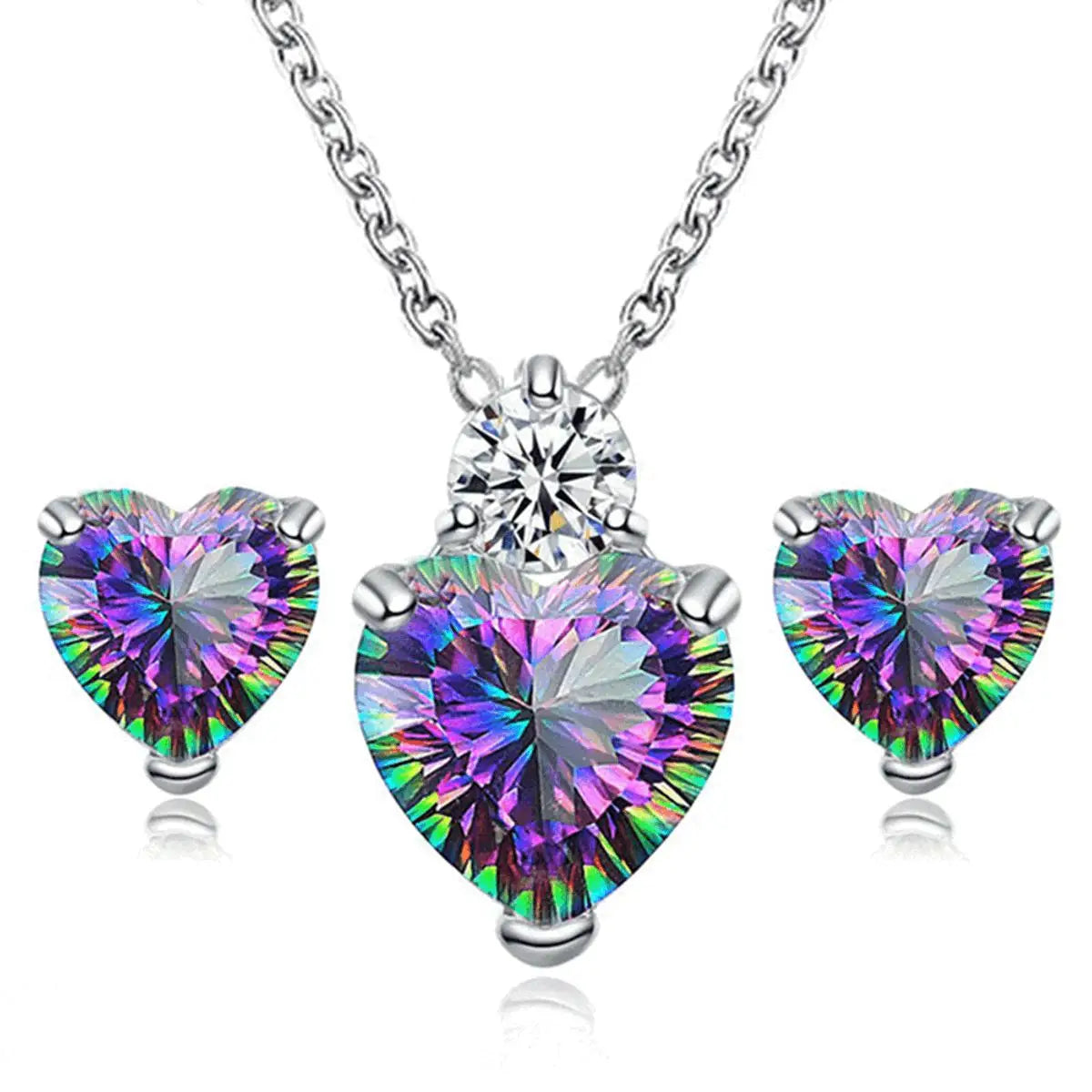 Fashion Silver Color Necklace Earrings Cubic Zirconia Jewelry Sets Elegant Crystal additional angle