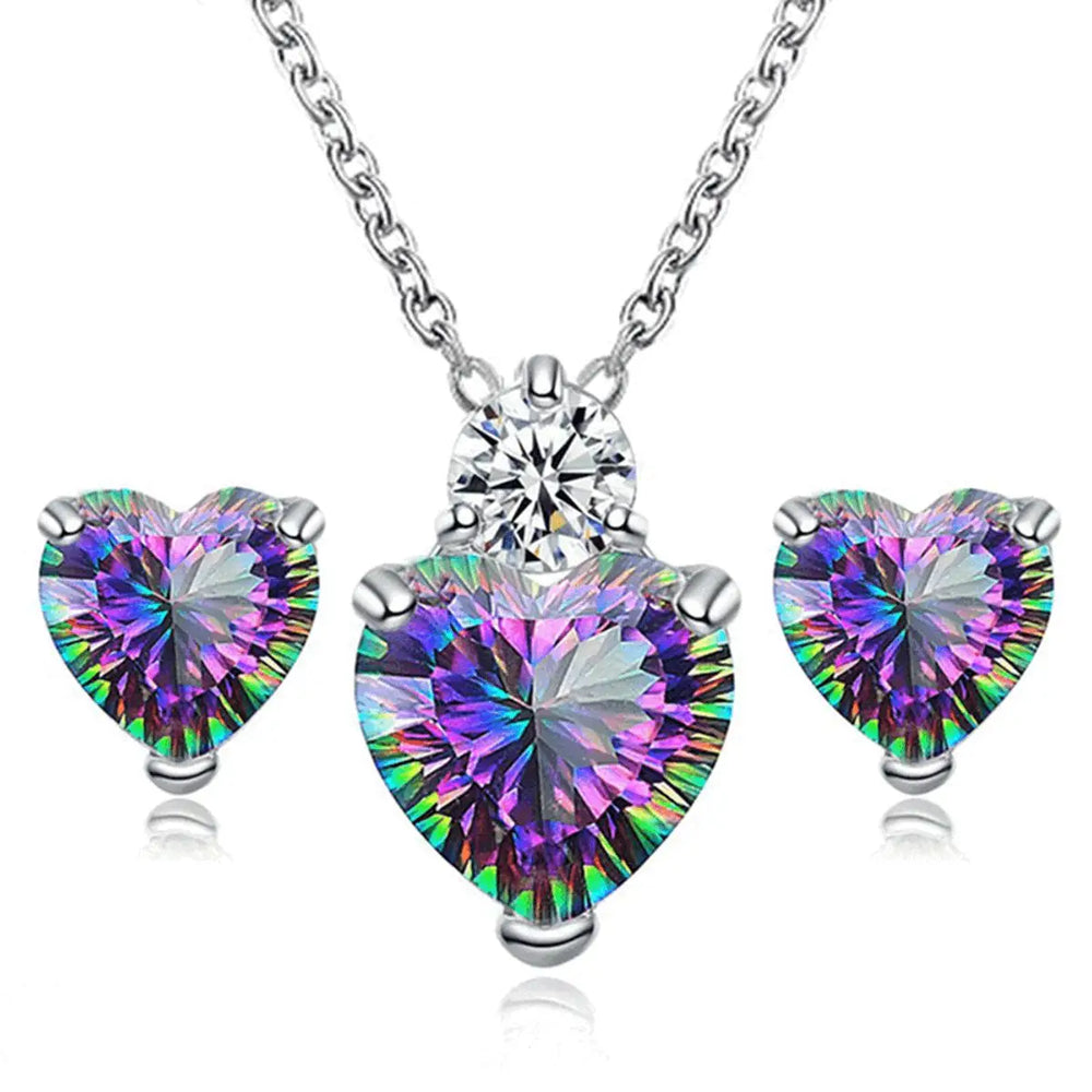 Fashion Silver Color Necklace Earrings Cubic Zirconia Jewelry Sets Elegant Crystal additional angle