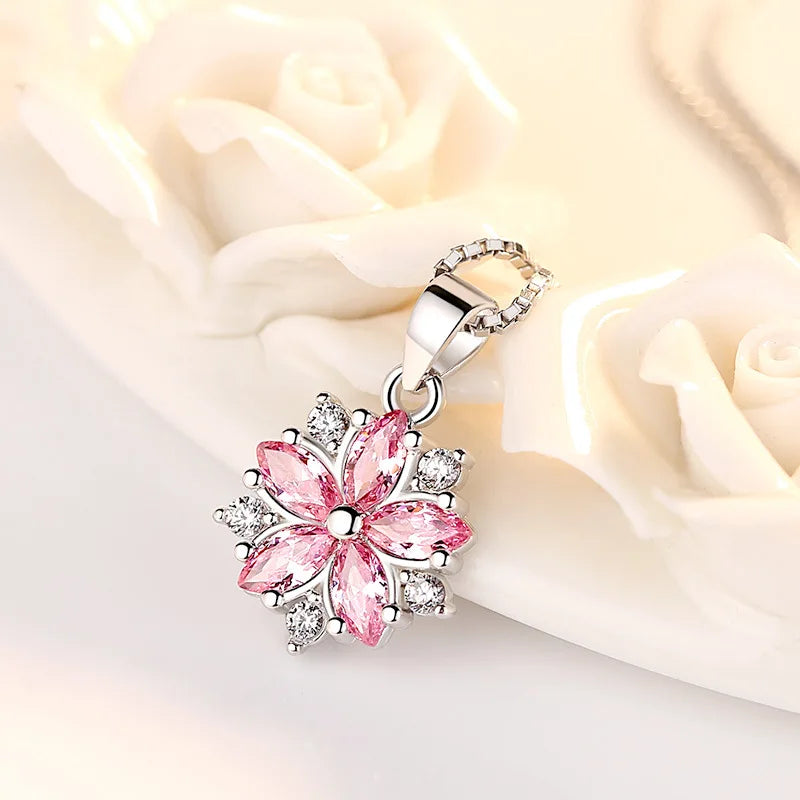 925 Sterling Silver Necklace Zircom for Women 18k Gold Plated Jewelry Pendant Birth additional angle