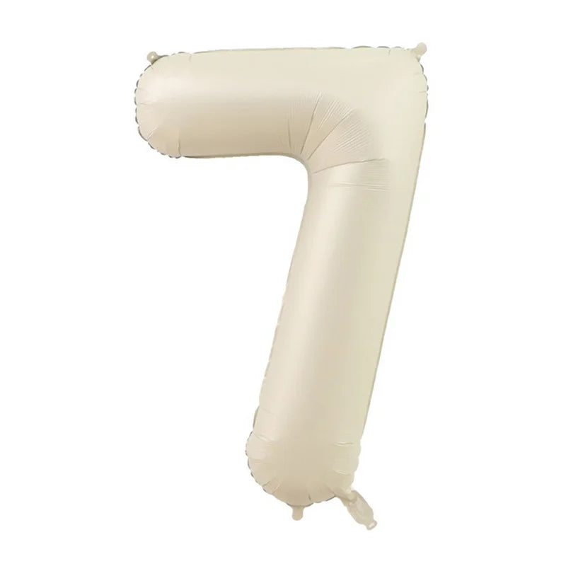 Cream Foil Number Balloons 1-9 Set | Large Digital Birthday Party Decor detail view