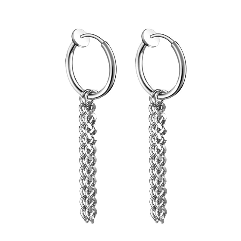 Black Arrow Punk Stainless Steel Stud Earrings | Unisex Gothic Ear Clip Set alternate view