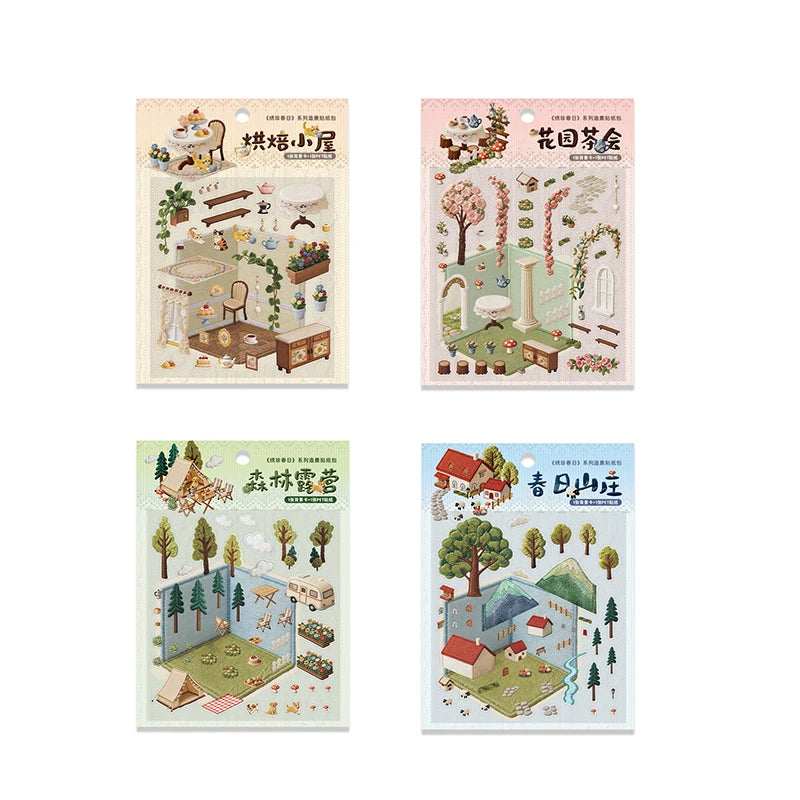 Journal GO Creative 3D Scenes Cartoon Landscape Stickers Spring diy Sticker for Gif additional angle