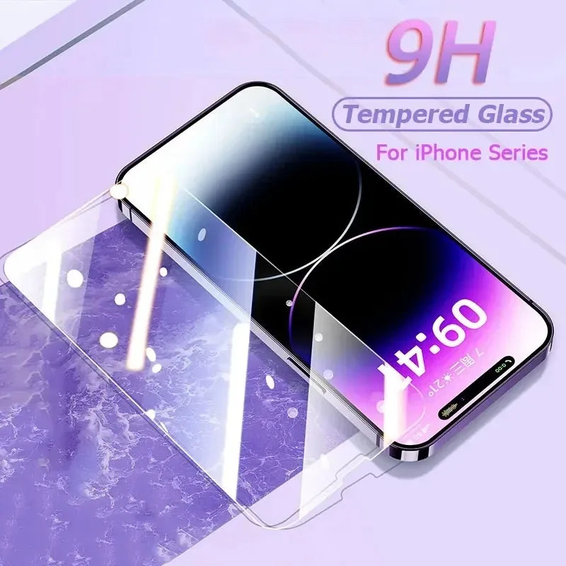 5Pcs HD Tempered Glass Screen Protector For iPhone 11 12 13 14 15 16 17 Pro Max 14 15 16 Plus 16 Air Glass Anti-Scratch Film