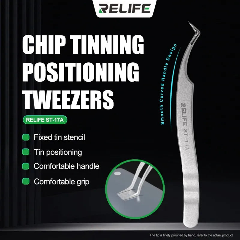 RELIFE ST-17A Ultra-Precision Tweezers | IC Chip Tinning & BGA Stencil Repair Tool lifestyle view