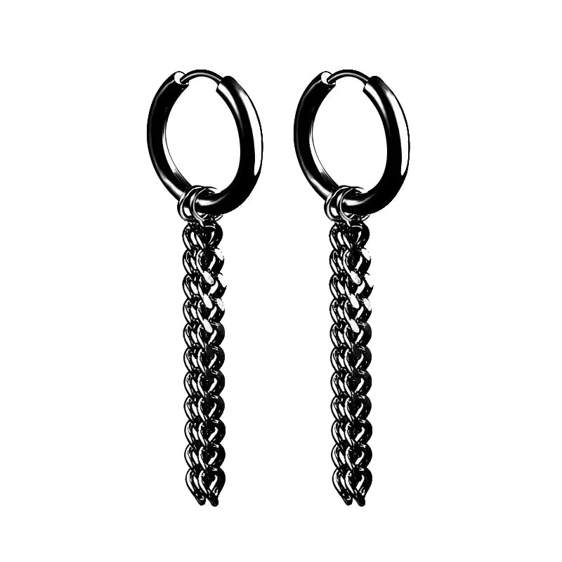 Vintage Punk Stainless Steel Stud Earrings for Men Women | 1 Pair Black Earrings Set close-up view
