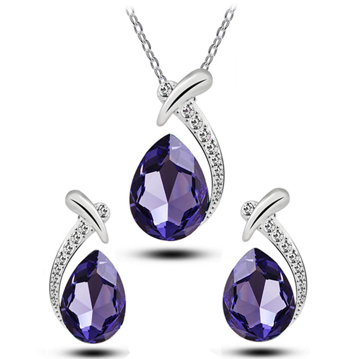 Fashion Silver Color Necklace Earrings Cubic Zirconia Jewelry Sets Elegant Crystal Zi lifestyle view