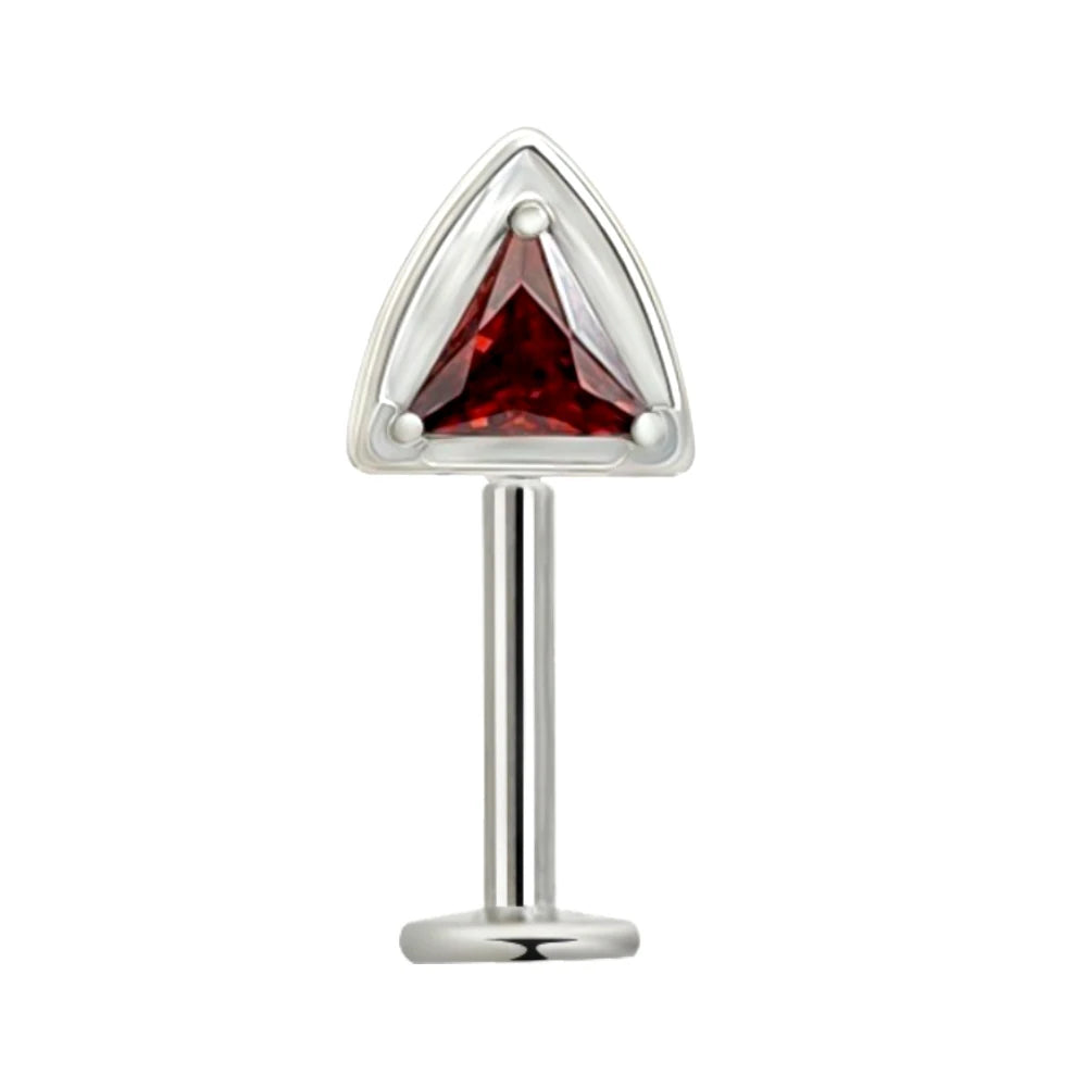 G23 Titanium 16G Cat Ear Labret Helix Tragus Cartilage Flat Back Earrings with CZ - Inte detail view