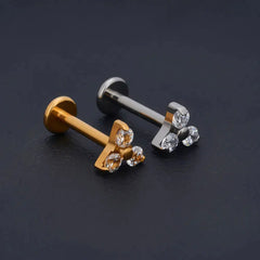 ASTM F136 Titanium Nose Piercing Petal Earrings For Women Labret Lip Rings Goth Ear Tr close-up view
