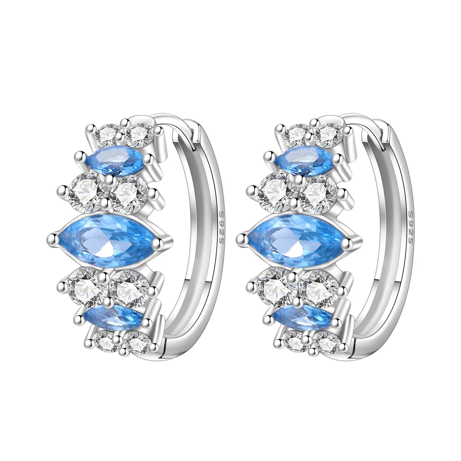 PANPOKI S925 Sterling Silver Purple Zircon Series Earrings Hoop Earrings For Women Jew close-up view