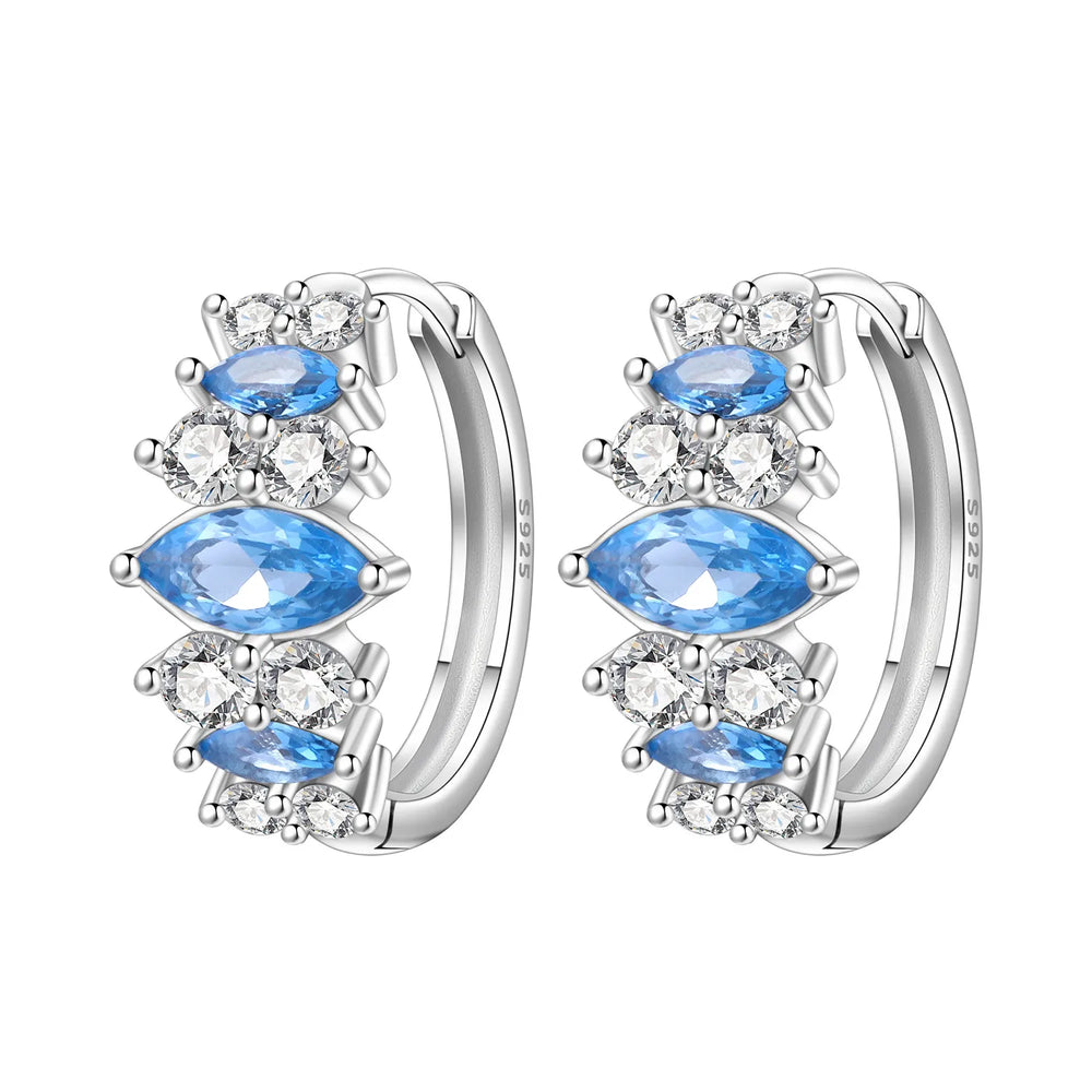 PANPOKI S925 Sterling Silver Purple Zircon Series Earrings Hoop Earrings For Women Jew close-up view