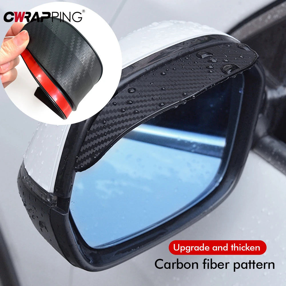 Rearview Mirror Rain Eyebrow 2PCS Carbon Fiber Soft PVC