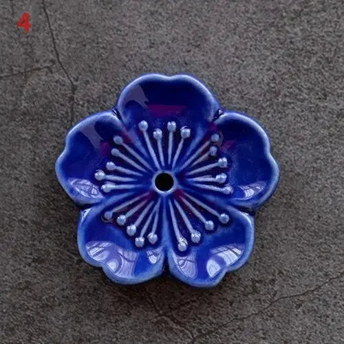 Ceramic Cherry Blossom Incense Burner | Home Decor Stick Holder close-up view