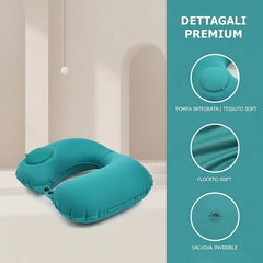 Portable Inflatable U-Shaped Neck Pillow for Travel | Press-Inflatable Neck Support wi close-up view