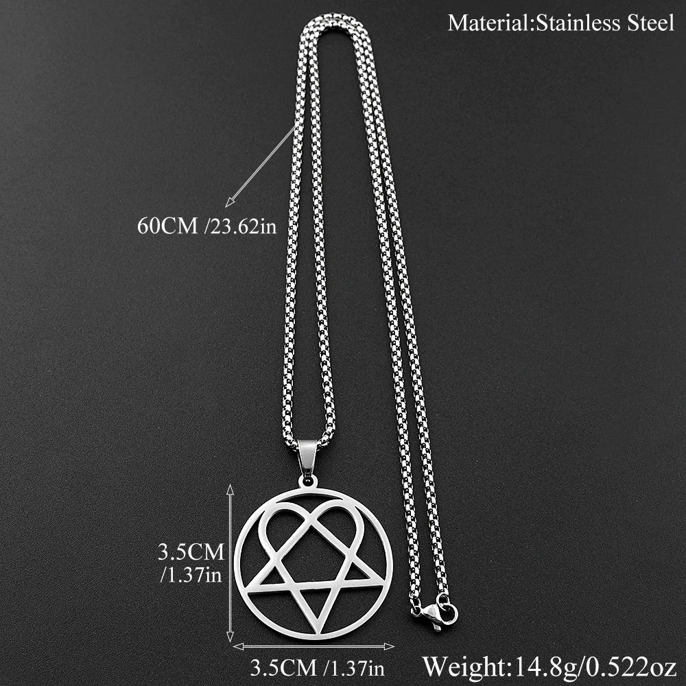 Stainless Steel Heartagram Pendant Necklace | Unisex Music Band Jewelry Gift lifestyle view