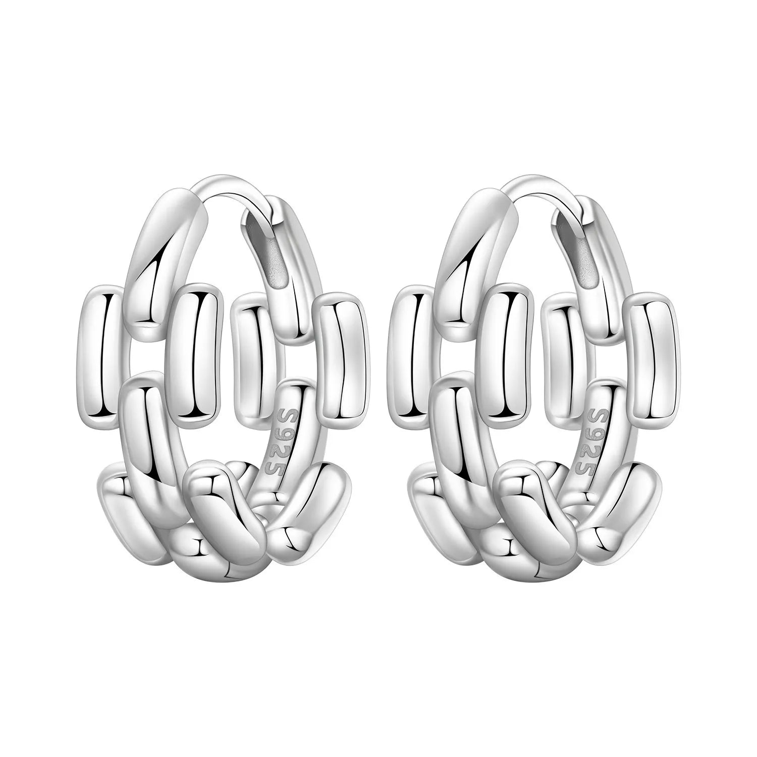 Orstarry S925 Sterling Silver Square Chain With Stone Inlaid Earrings Hoop Earrings F alternate view